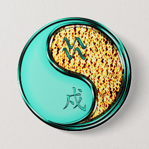 Aquarius & Fire Dog 3 Inch Round Button