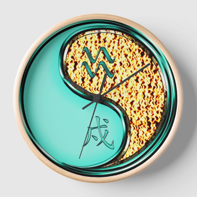 Aquarius & Fire Dog Clock (Front)