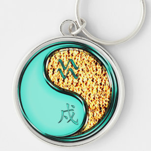 Aquarius & Fire Dog Keychain