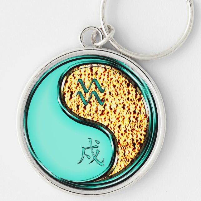 Aquarius & Fire Dog Keychain (Front)