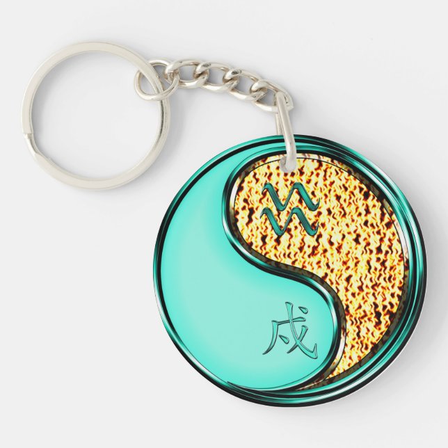 Aquarius & Fire Dog Keychain (Front)