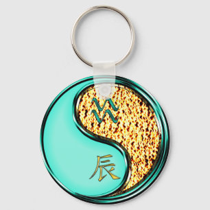 Aquarius & Fire Dragon Keychain