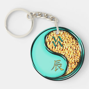 Aquarius & Fire Dragon Keychain