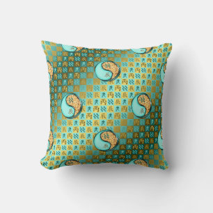 Aquarius & Fire Dragon Throw Pillow