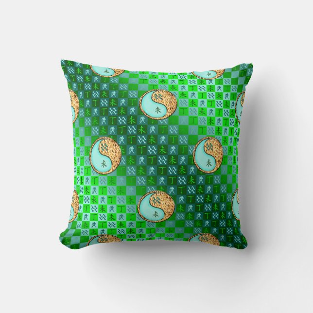 Aquarius & Fire Goat Throw Pillow (Front)