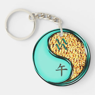 Aquarius & Fire Horse Keychain