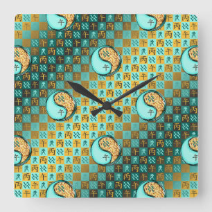Aquarius & Fire Horse Square Wall Clock