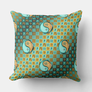 Aquarius & Fire Horse Throw Pillow