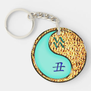 Aquarius & Fire Ox Keychain