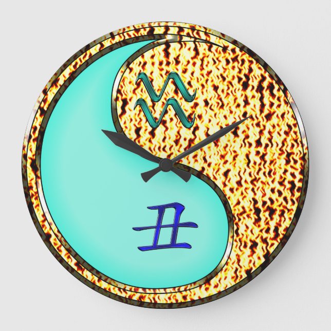 Aquarius & Fire Ox Large Clock (Front)