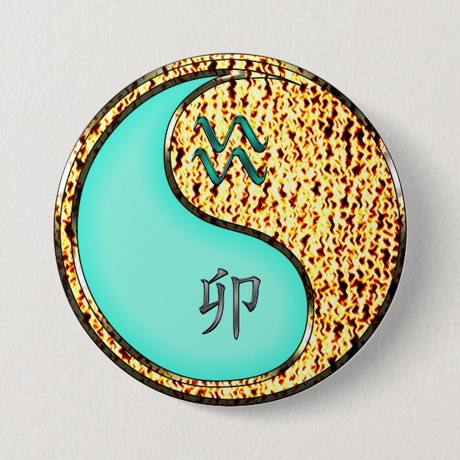 Aquarius & Fire Rabbit 3 Inch Round Button (Front)
