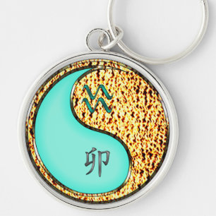 Aquarius & Fire Rabbit Keychain