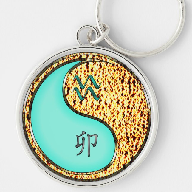 Aquarius & Fire Rabbit Keychain (Front)