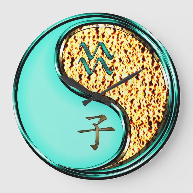 Aquarius & Fire Rat Large Clock (Front)