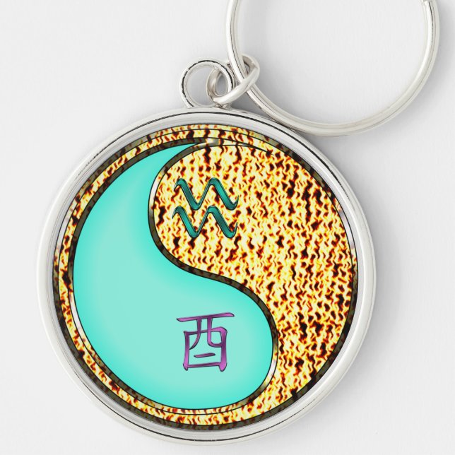 Aquarius & Fire Rooster Keychain (Front)
