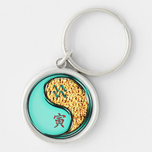 Aquarius & Fire Tiger Keychain