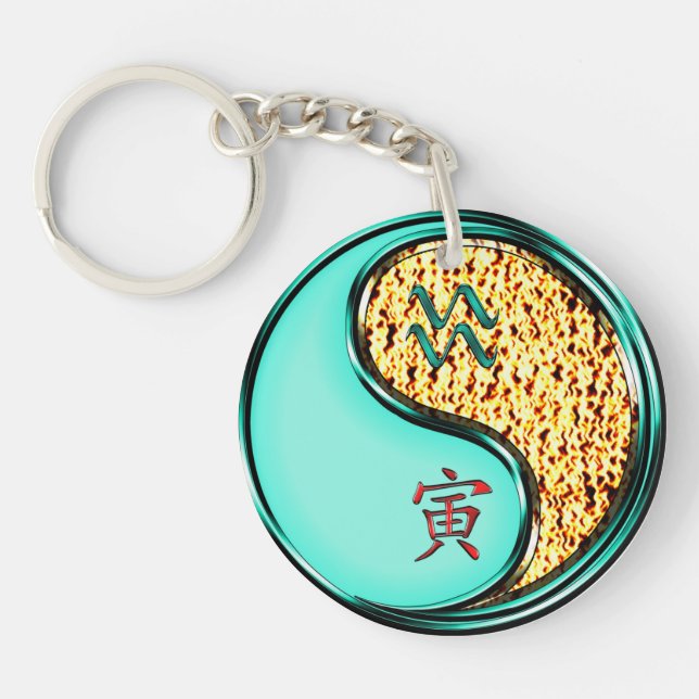 Aquarius & Fire Tiger Keychain (Front)