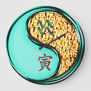 Aquarius & Fire Tiger Large Clock