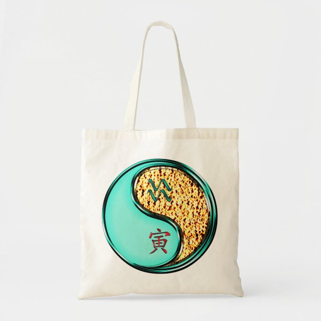 Aquarius & Fire Tiger Tote Bag (Front)