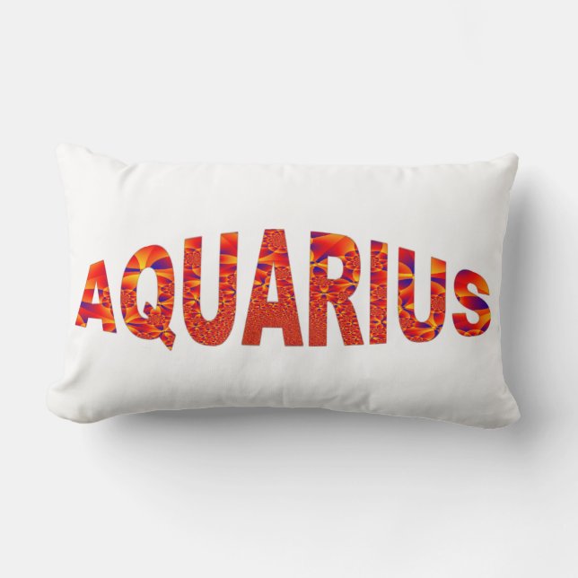 Aquarius - Firey Orange Yellow Blue Lumbar Pillow (Front)