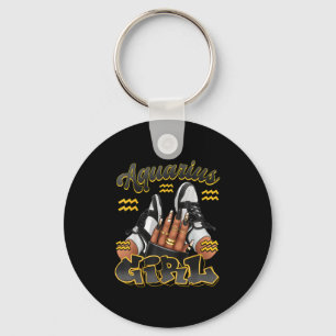 Aquarius Girl Birthday Afro Queen Sneakers Zodiac  Keychain