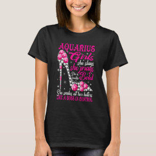 Aquarius Girl Like a Boss in Control diamond shoes T-Shirt
