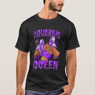 Aquarius Girl Zodiac Birthday Afro Queen Sneakers T-Shirt