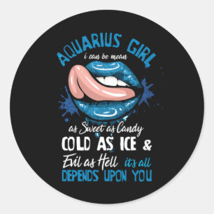 Aquarius Girl Zodiac Horoscope Classic Round Sticker