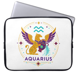 Aquarius Gold Griffin Mystical Urn Art Laptop Sleeve