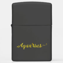 Aquarius Gold Lettering Zippo Lighter