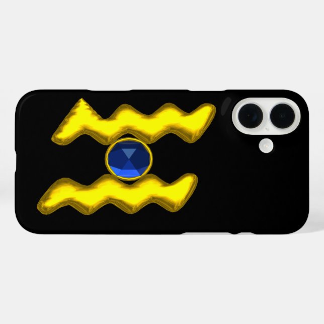 AQUARIUS /GOLD ZODIAC BIRTHDAY JEWEL Case-Mate iPhone CASE (Back (Horizontal))