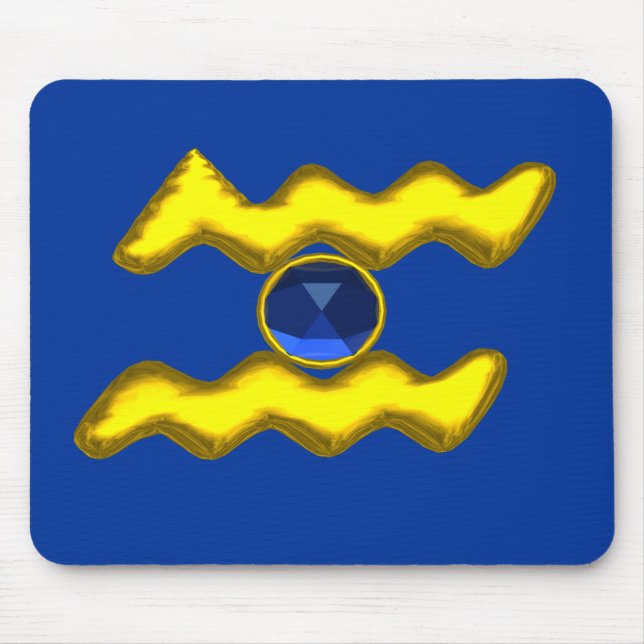 AQUARIUS /GOLD ZODIAC BIRTHDAY JEWEL MOUSE PAD (Front)