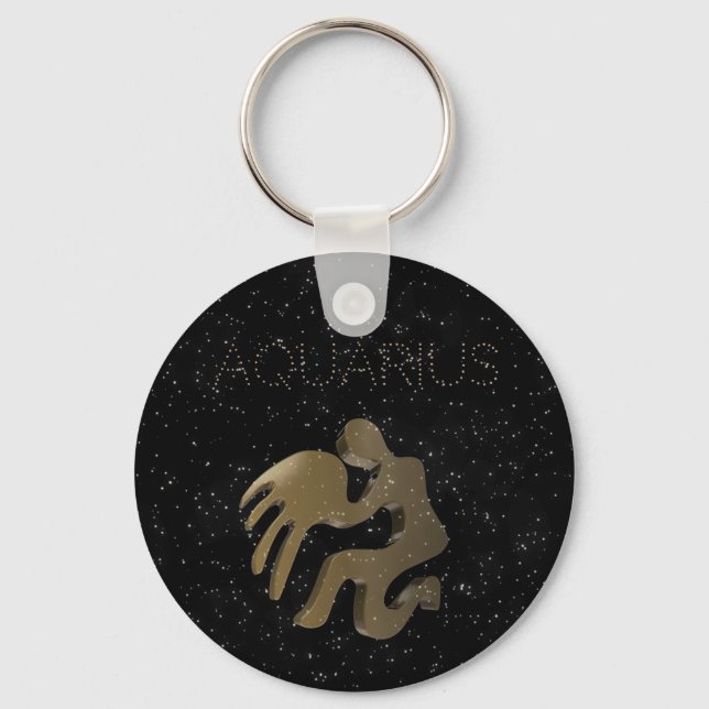 Aquarius golden sign keychain (Front)