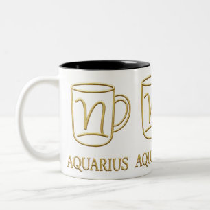 Aquarius Golden Zodiac Design Mug