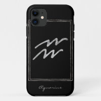 Aquarius hammered silver stylized astrology zodiac