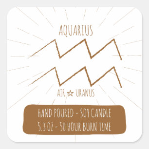 Aquarius Hand Poured Horoscope Soy Candle Label