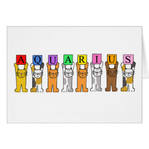 Aquarius Happy Birthday, Cartoon Cats.