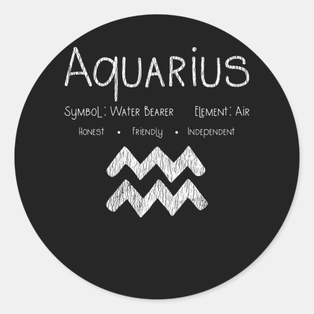 Aquarius Horoscope Astrology Star Sign Birthday Classic Round Sticker (Front)