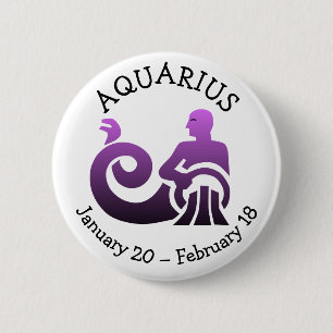 Aquarius Horoscope Astrology Zodiac Sign 2 Inch Round Button