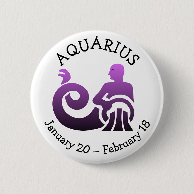 Aquarius Horoscope Astrology Zodiac Sign 2 Inch Round Button (Front)