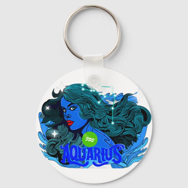 Aquarius Horoscope Star Sign  Keychain (Front)