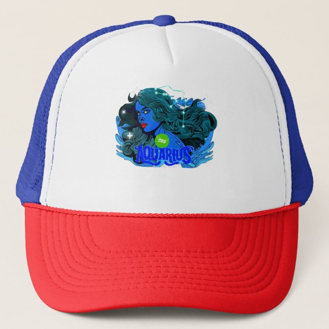 Aquarius Horoscope Star Sign  Trucker Hat (Front)