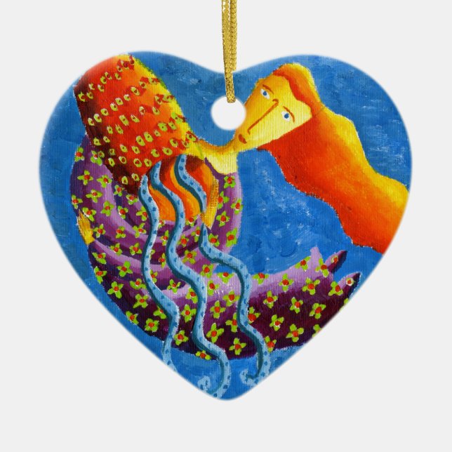 Aquarius Horoscope Zodiac Star Sign Ceramic Ornament (Front)