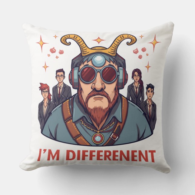 Aquarius Im Different Eccentric SciFi Zodiac Graph Throw Pillow (Front)
