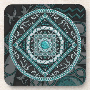 Aquarius Mandala Square Coaster
