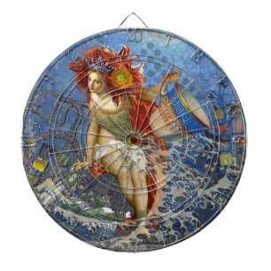 Aquarius Mermaid Gothic Blue Art Dartboard