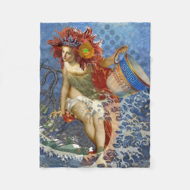 Aquarius Mermaid Gothic Blue Art Fleece Blanket (Front)