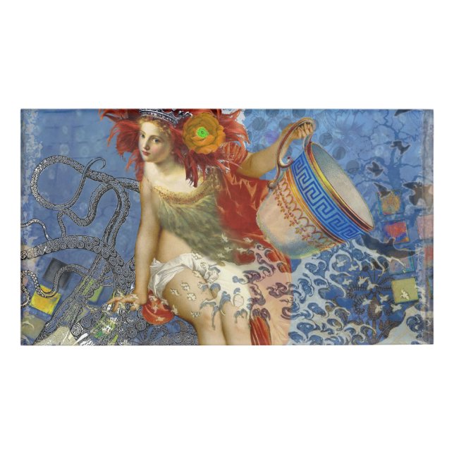 Aquarius Mermaid Gothic Blue Art Name Tag (Front)
