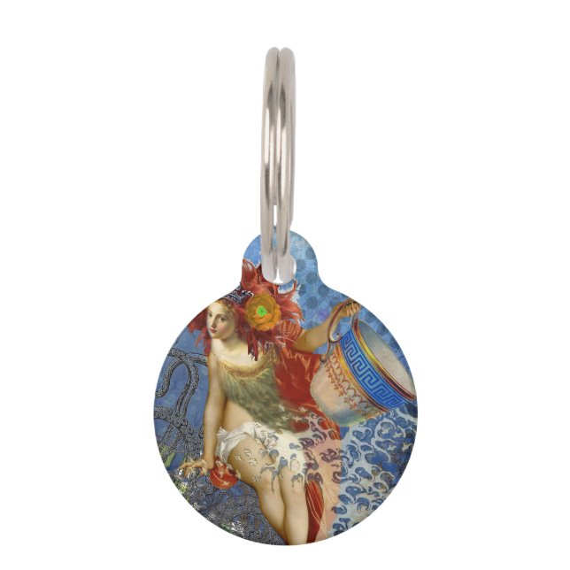 Aquarius Mermaid Gothic Blue Art Pet Tag (Front)