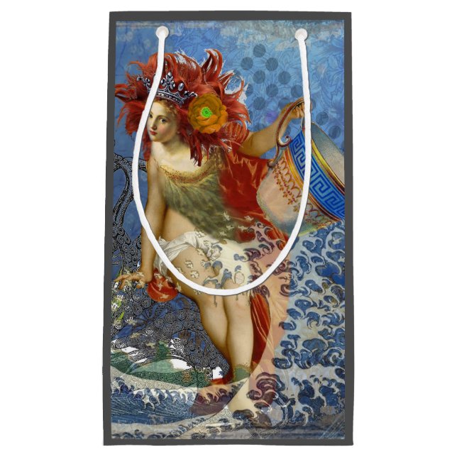 Aquarius Mermaid Gothic Blue Art Small Gift Bag (Front)